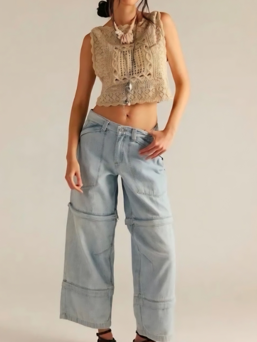 Nwt We The Free Trailblazer Convertable Sloucy Jeans 25